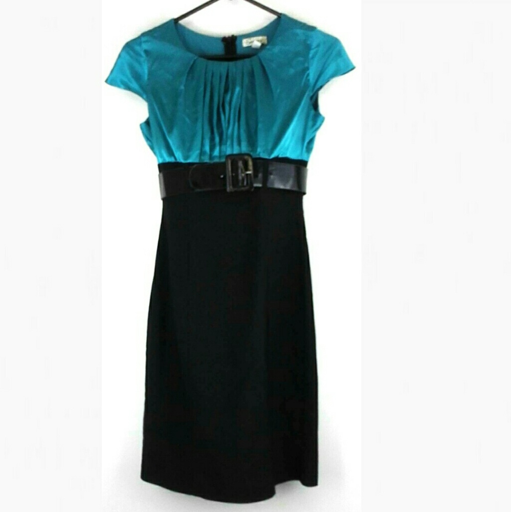 Speechless Belted Dress Teal and Black Size 3